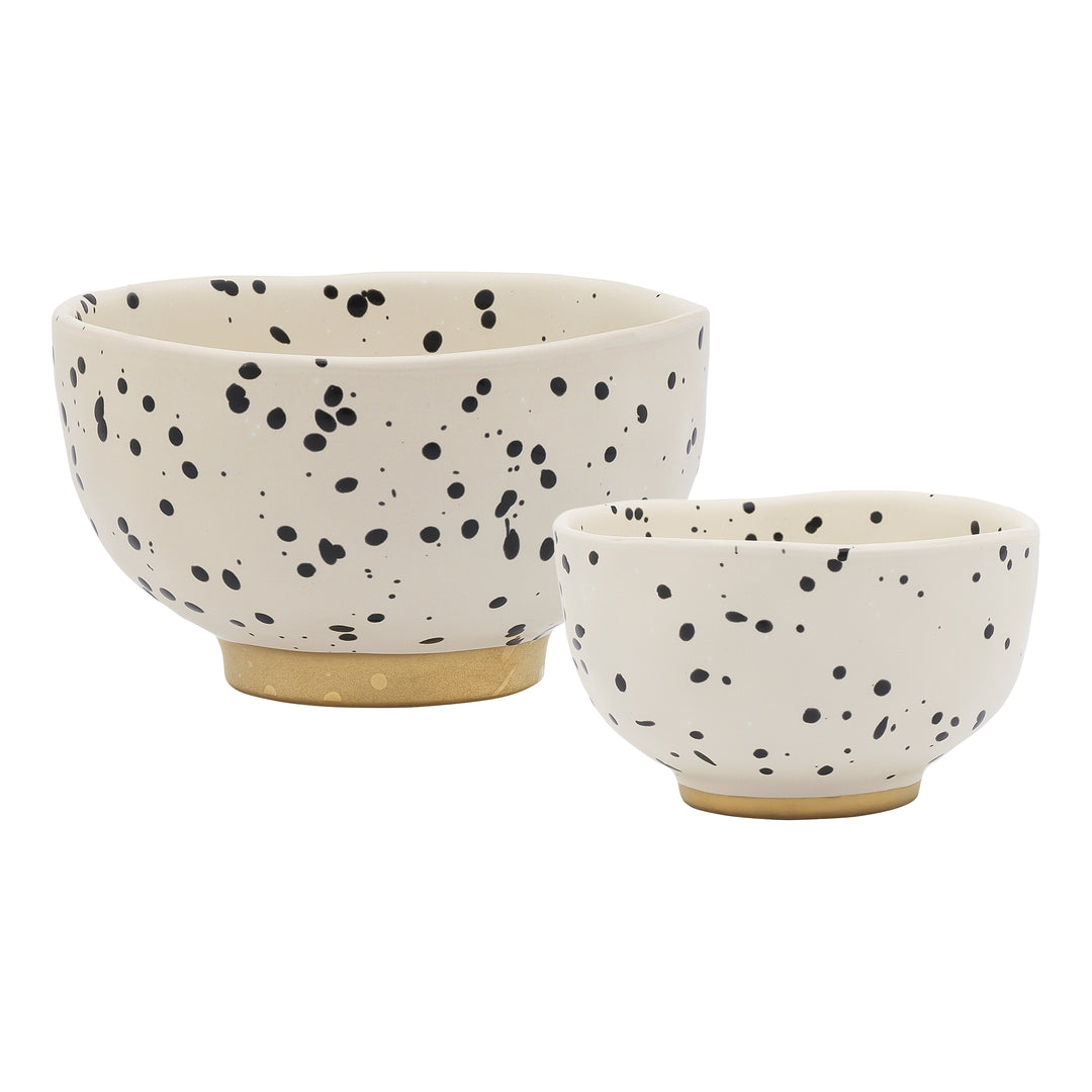 Ecology Speckle Set of 2 Footed Noodle Bowls Polka 11/15cm Gift Boxed