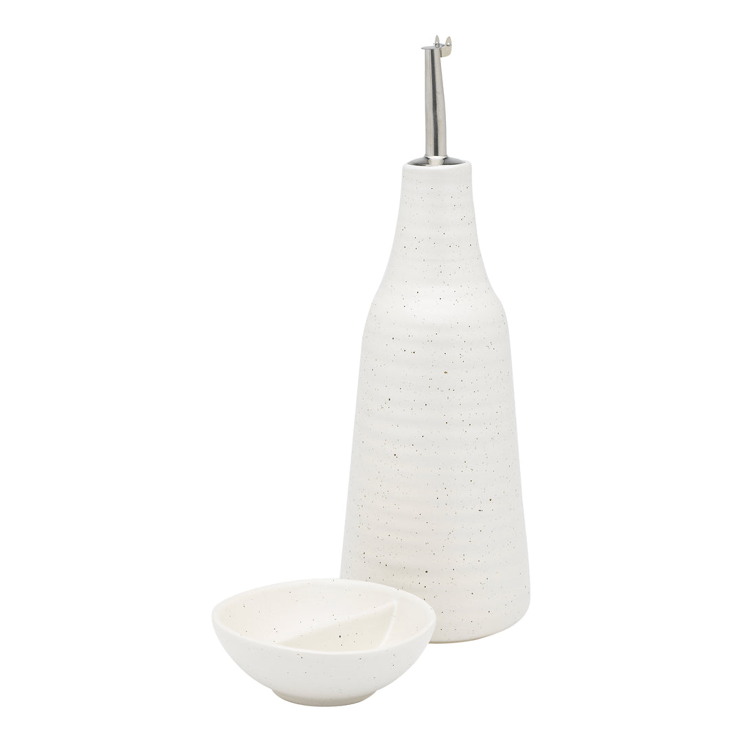 Ecology Ottawa Calico Oil Bottle & Salt Dish Set