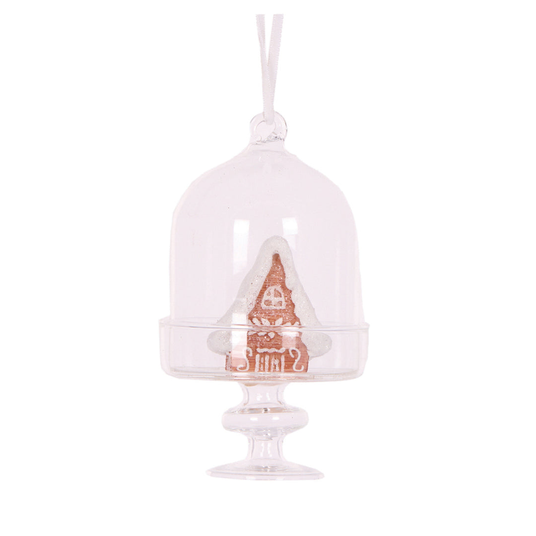 Glass Gingerbread Cloche Hanging 11x7cm