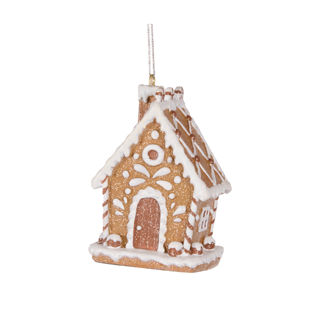 Piped Gingerbread House With Chimney Hanging 6.5x5x9cm