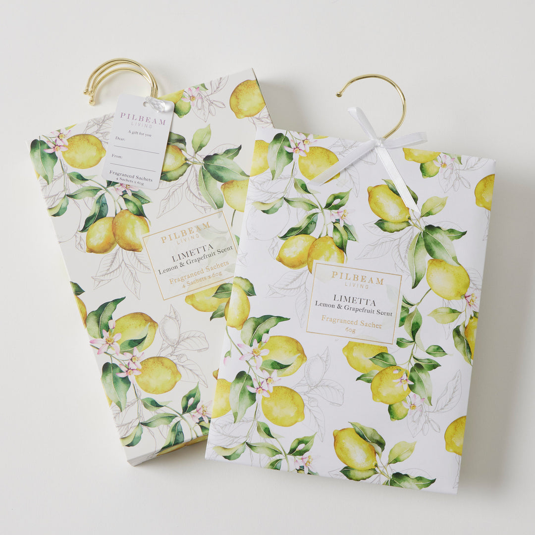 Limetta Scented Hanging Sachets Set of 4 - Lemon & Grapefruit