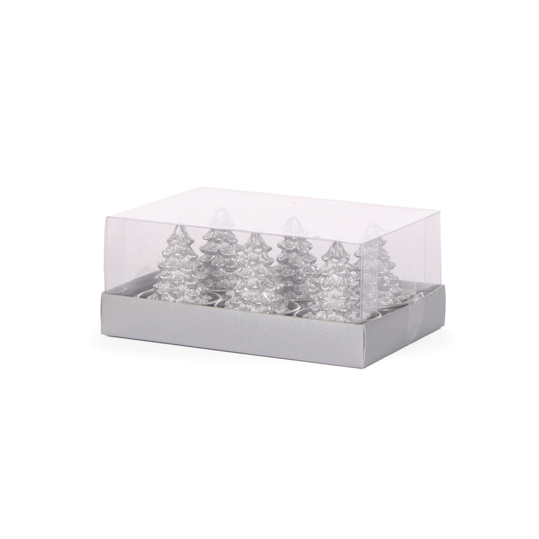 6/Pk Silver Tree T/Lights 13.7 x 9 x 7 cm