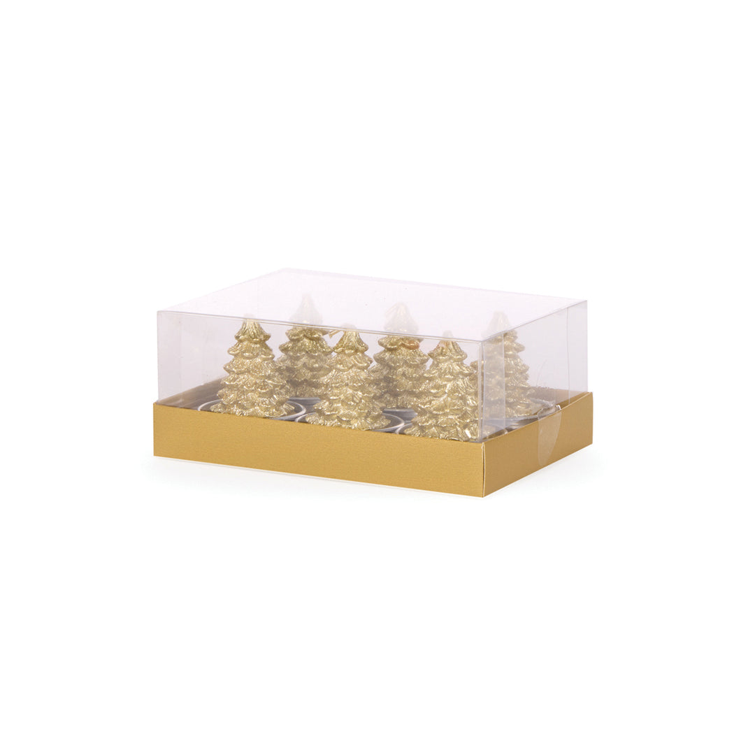 6/Pk Gold Tree T/Lights 13.7 x 9 x 7 cm