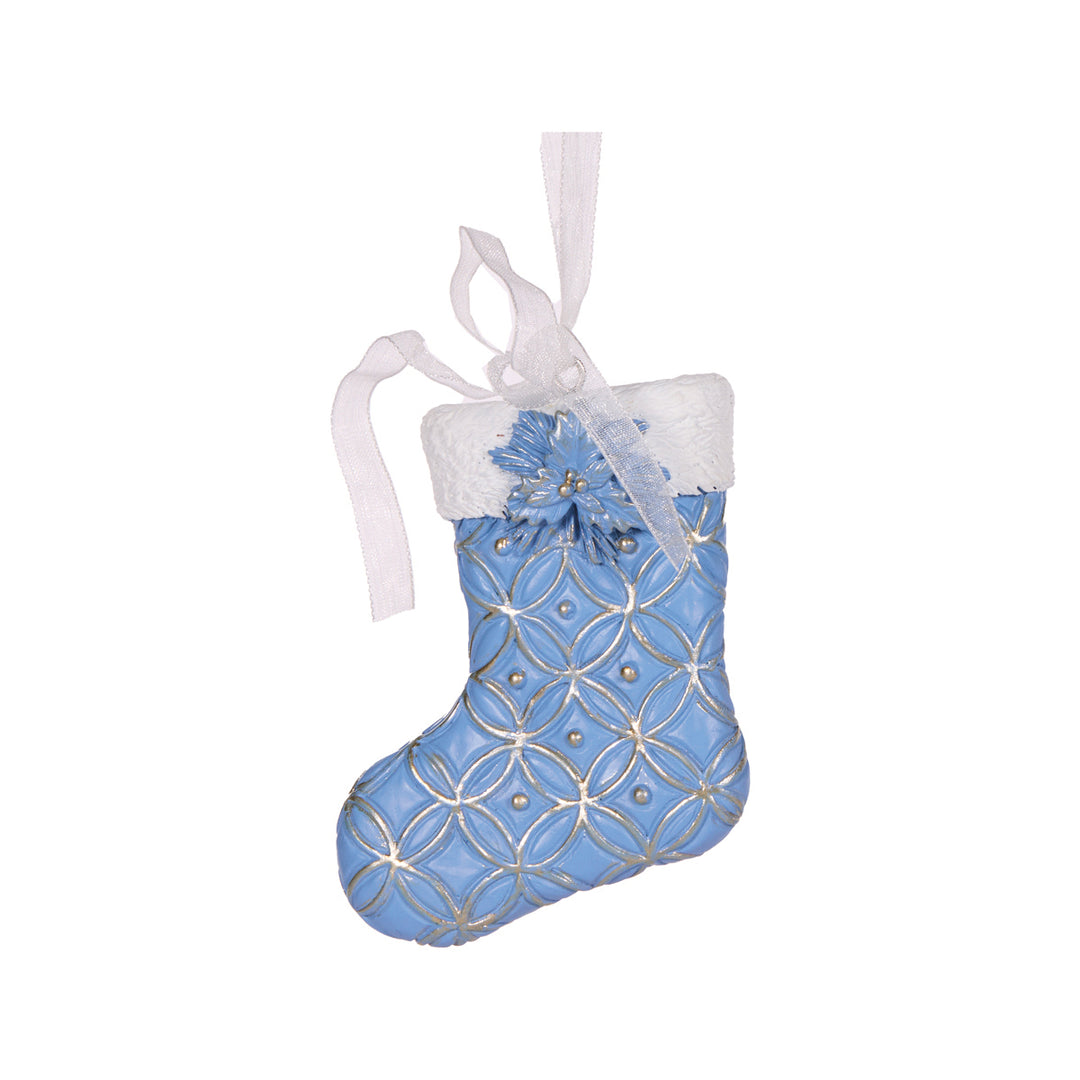 Blue And White Stocking Ornament 6.5 x 2 x 8.5 cm