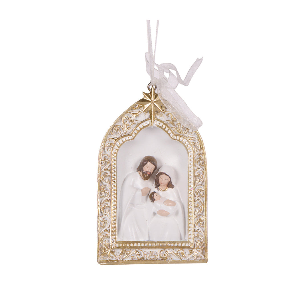 White And Gold Arch Nativity Hanging 6.5 x 3 x 10 cm