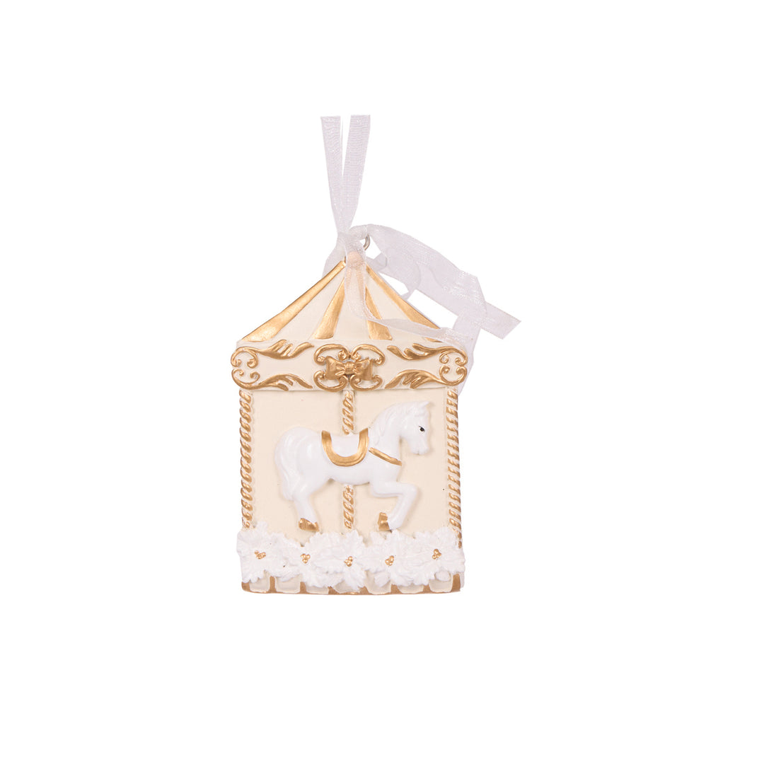 Ivory And Gold Carousel Ornament 6 x 1.5 x 9 cm