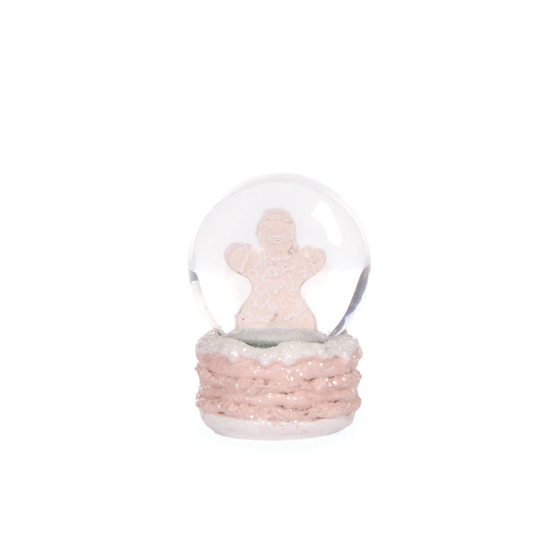 Pink Gingerbread Man Snow Globe 4.5x4.5x6.5cm