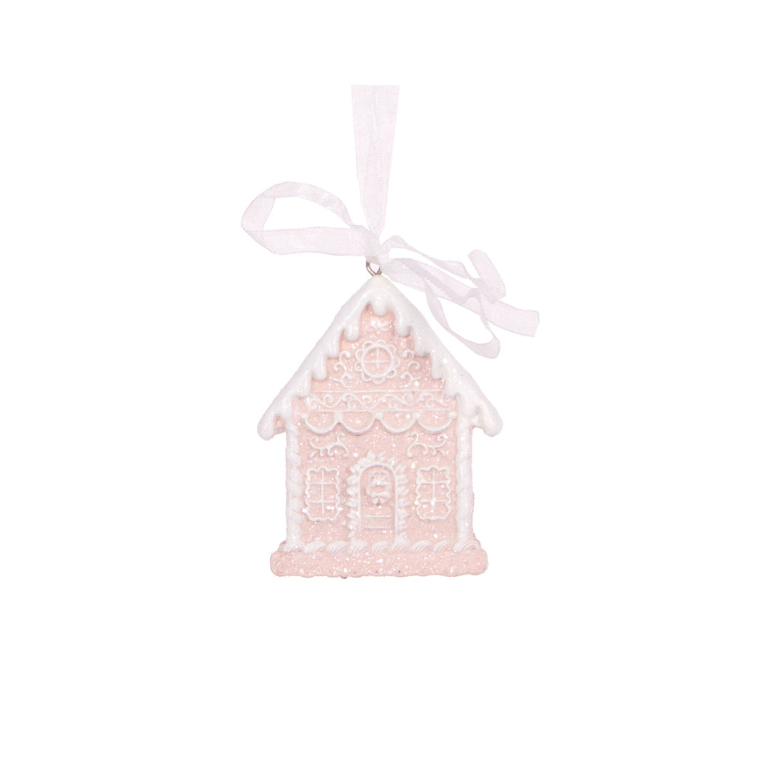 Pink Gingerbread House Hanging 6.5 x 1.5 x 8.5 cm
