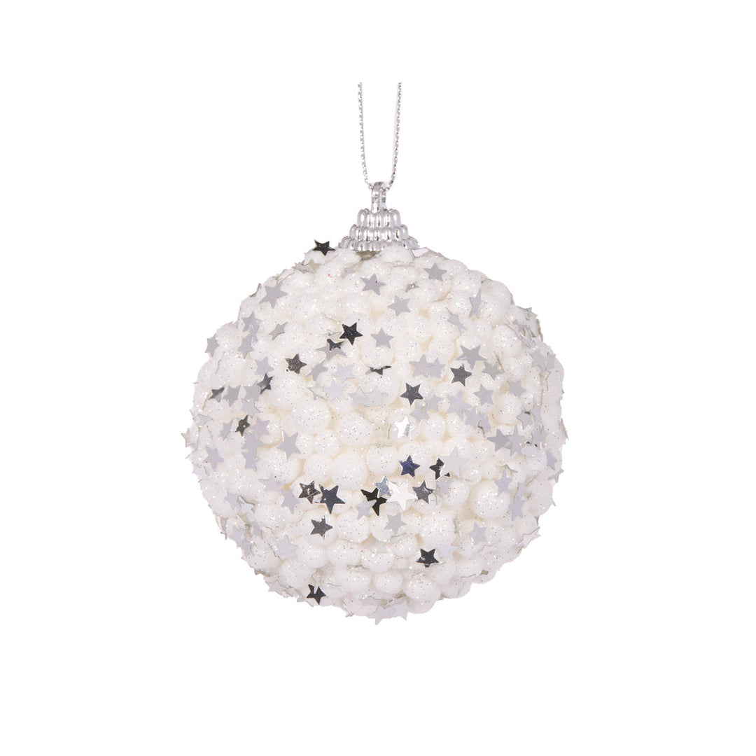 Mini White Stars Bauble 8 cm Dia