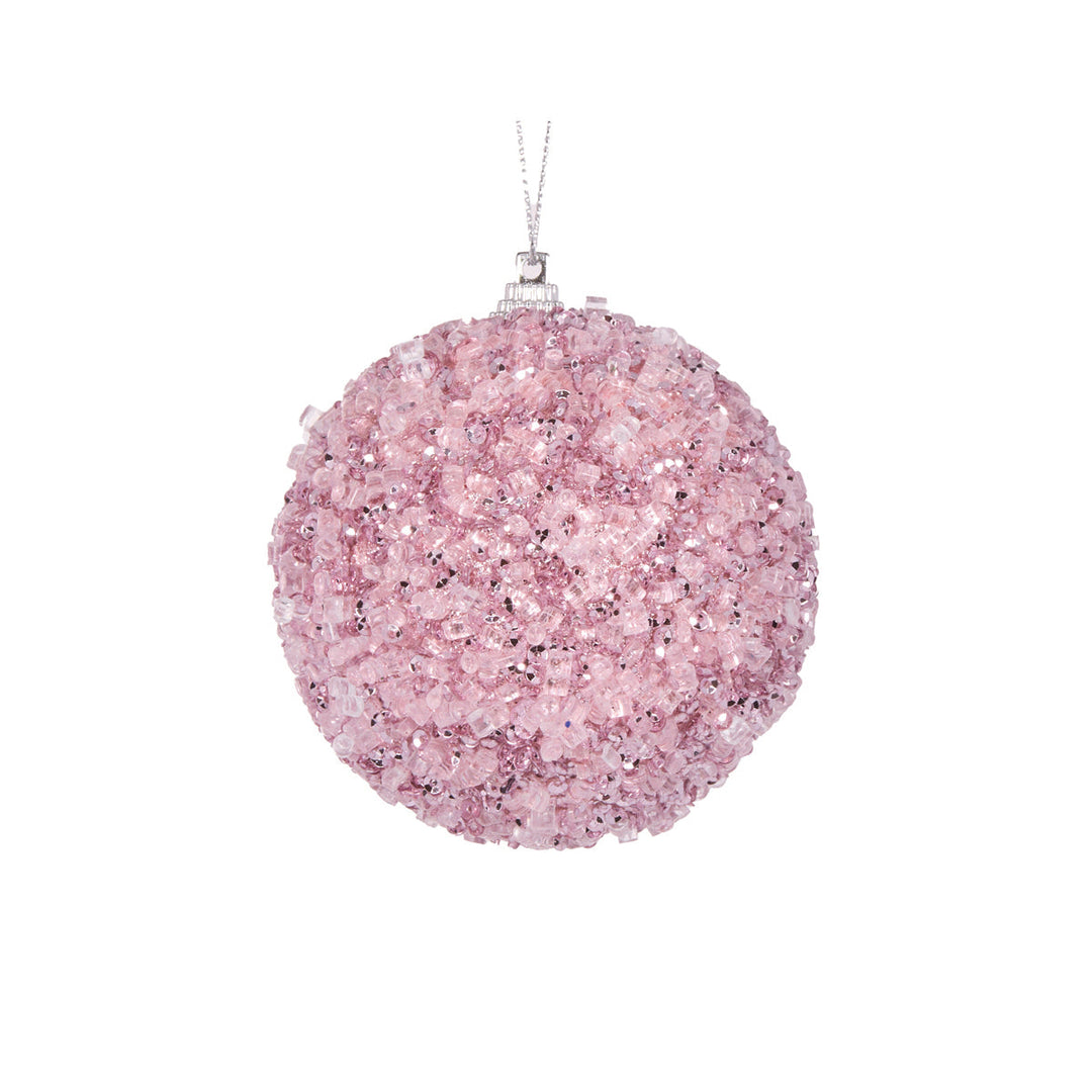 Mini Pink Crystals Bauble 8 cm Dia