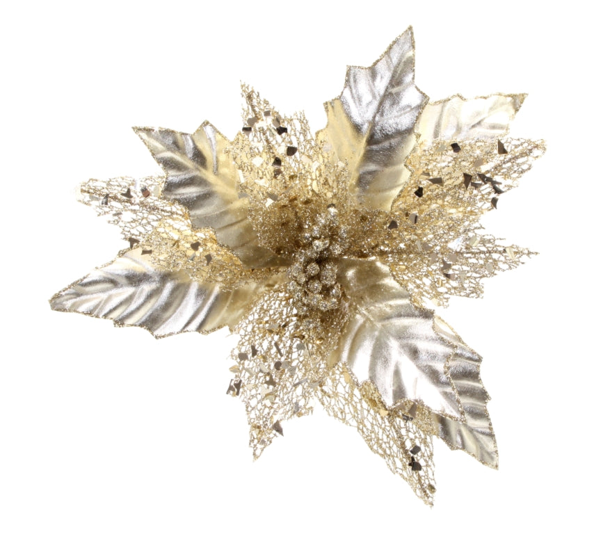 Poinsettia Clip Mesh Champagne 28cm