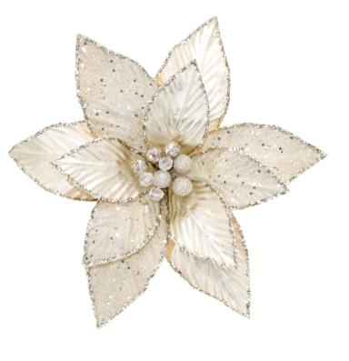 Poinsettia Clip Champagne 30cm