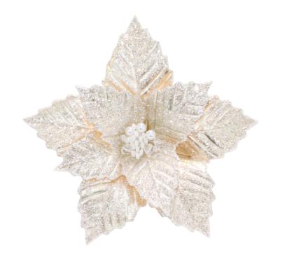 Poinsettia Clip Champagne 25cm