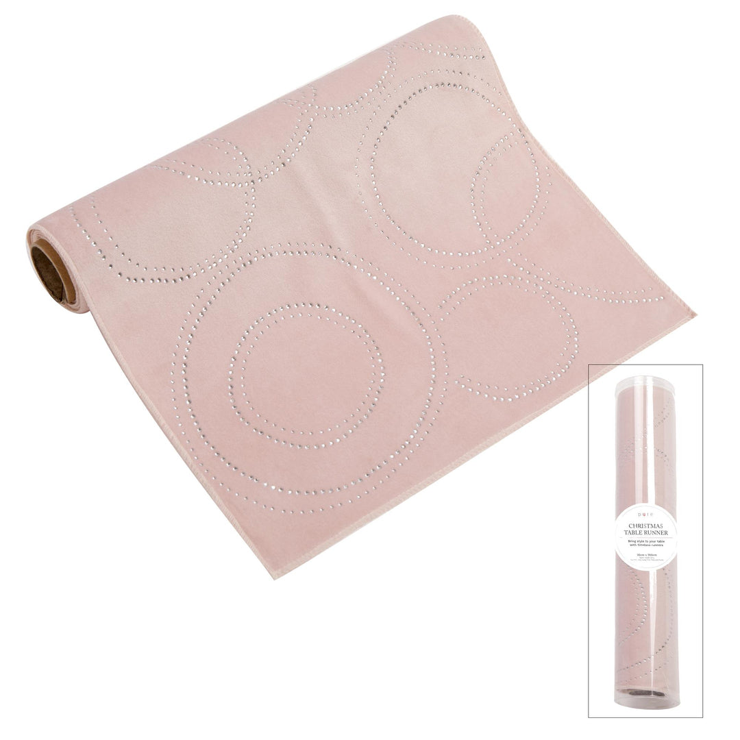 Glam Velvet Diamonte Runner Pink 35x200