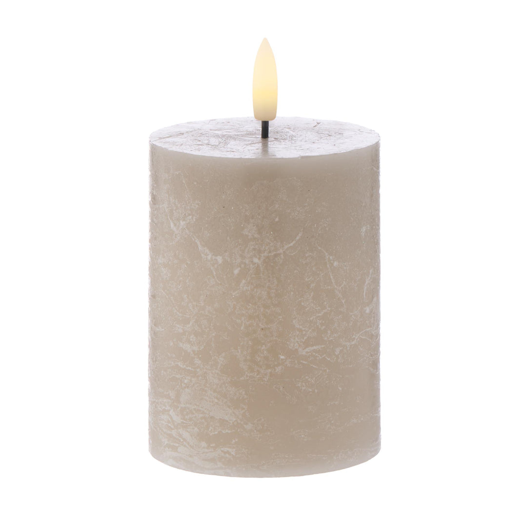 Hughe LED Candle Taupe Pillar 7.5x7.5x10cm