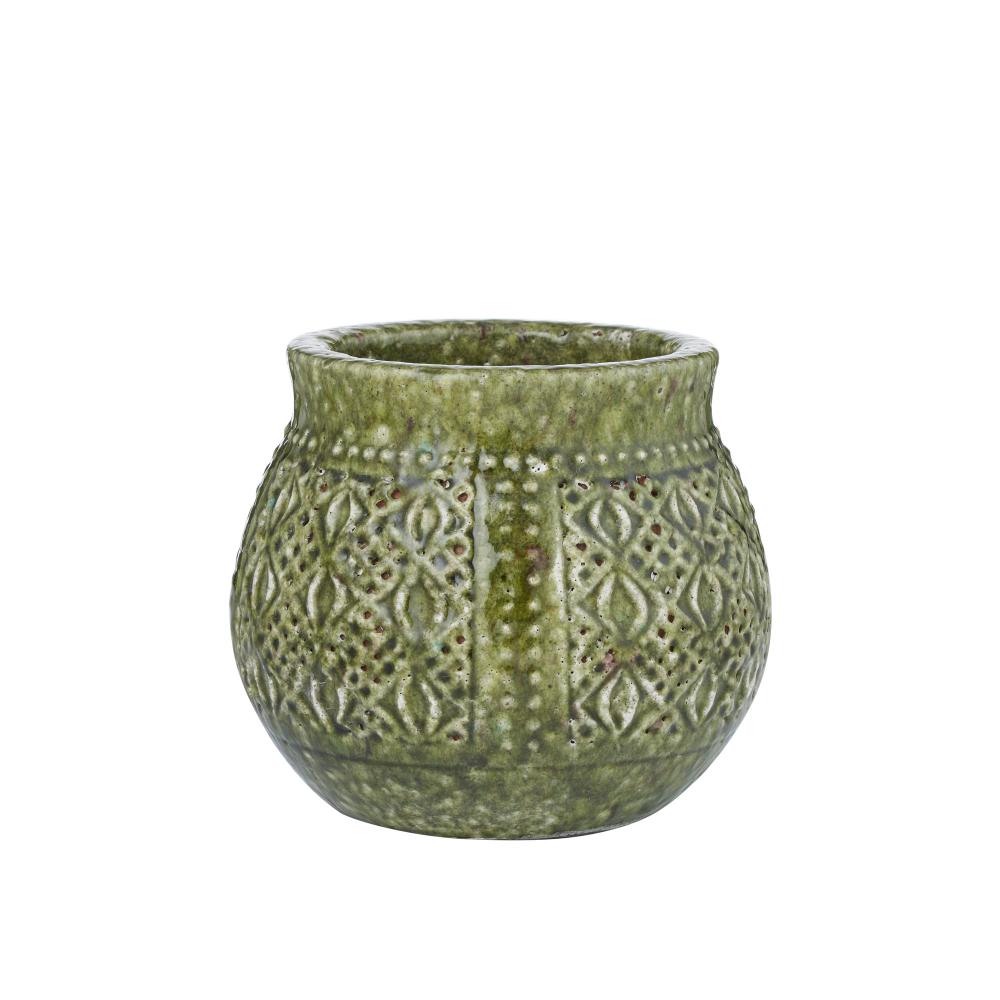 Siracusa Cer Pot Green Sm 19x17cm