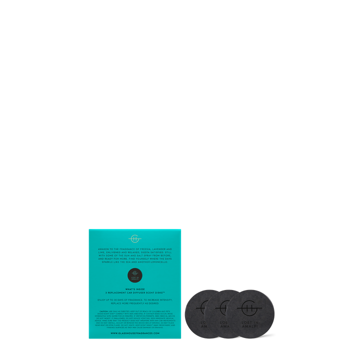 Glasshouse Fragrances Car Diffuser Collection Lost in Amalfi 3 Replacement Scent Disks