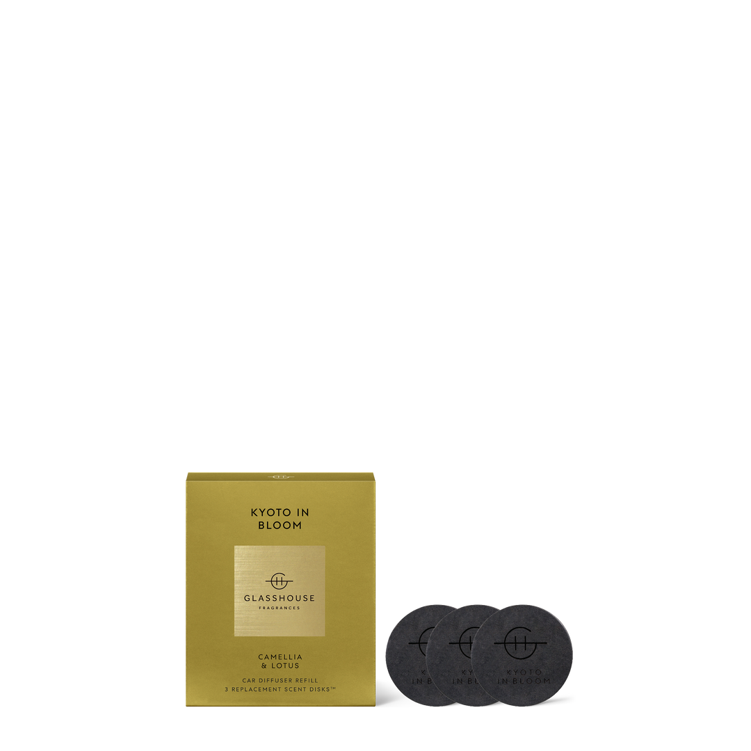 Glasshouse Fragrance Car Diffuser Collection Kyoto In Bloom 3 Replacement Scent Disks
