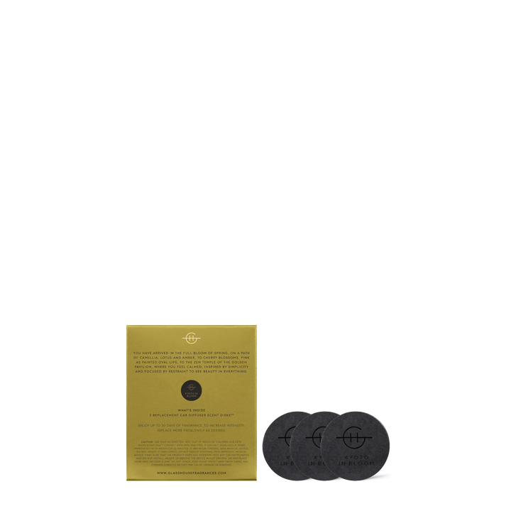 Glasshouse Fragrance Car Diffuser Collection Kyoto In Bloom 3 Replacement Scent Disks