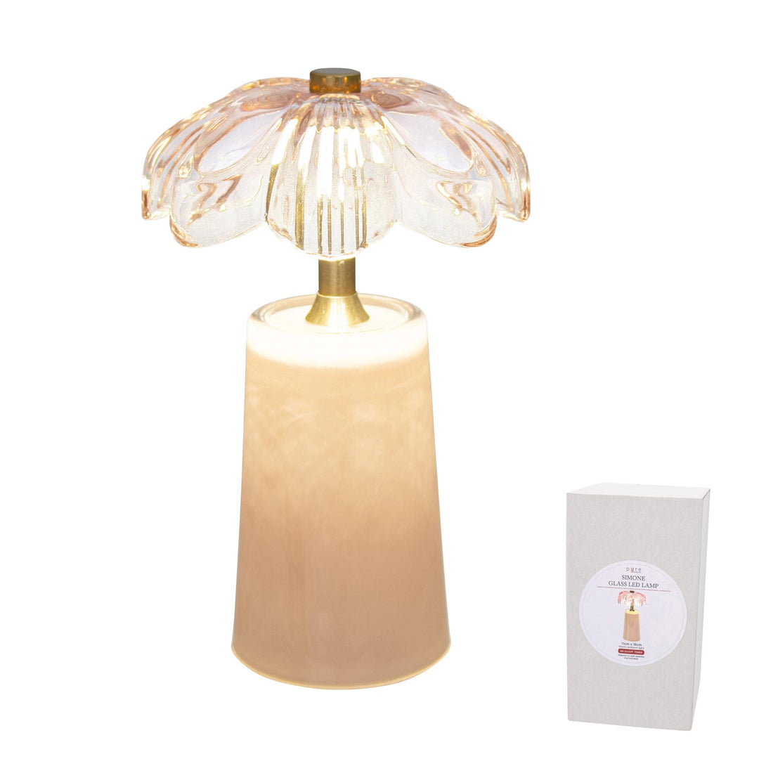 Simone Glass Led Table Lamp Peach
