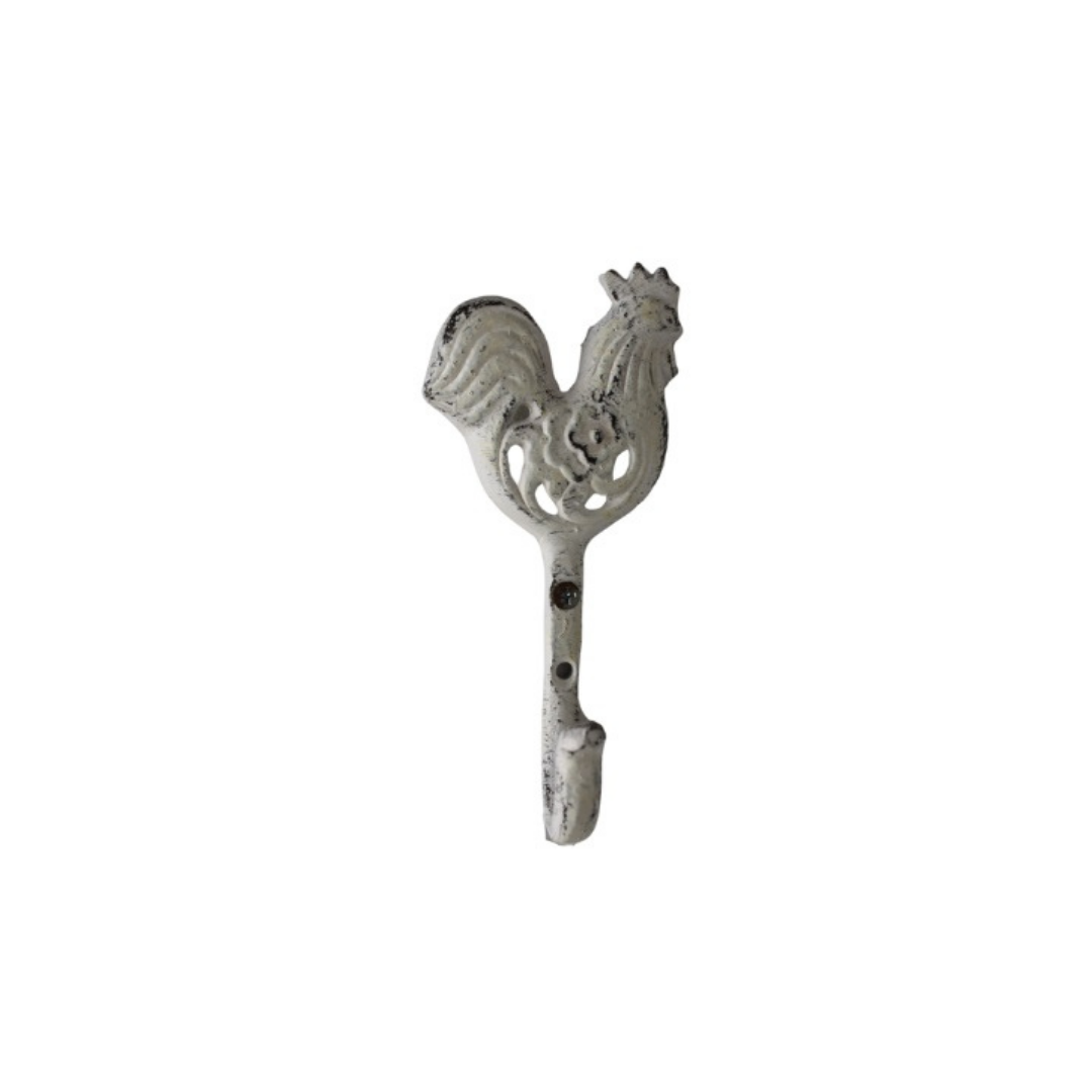 Rooster Wall Hook White 15x7cm