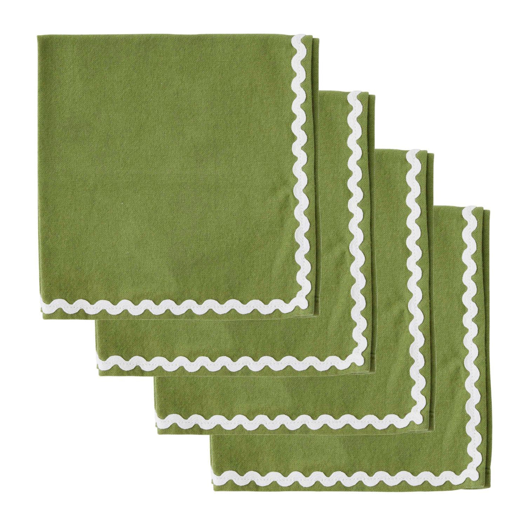 Orla S/4 Cotton Napkins Olive/Ivory