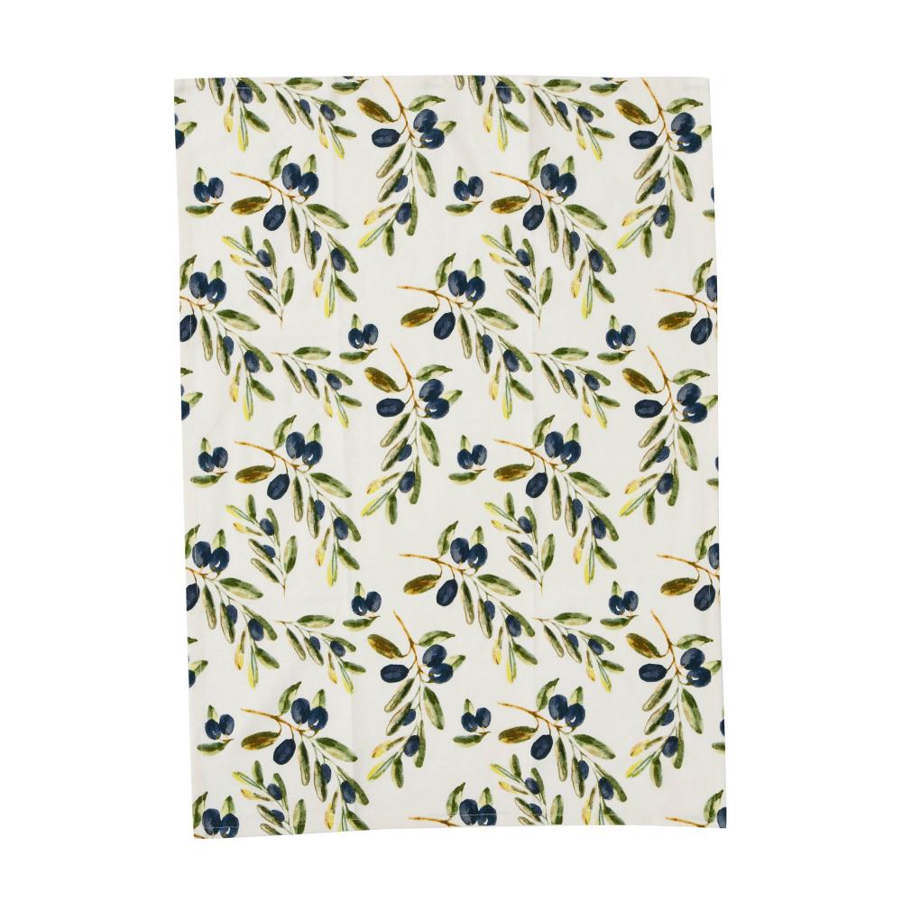 Oliva S/2 Cotton Tea Towels Black/Green