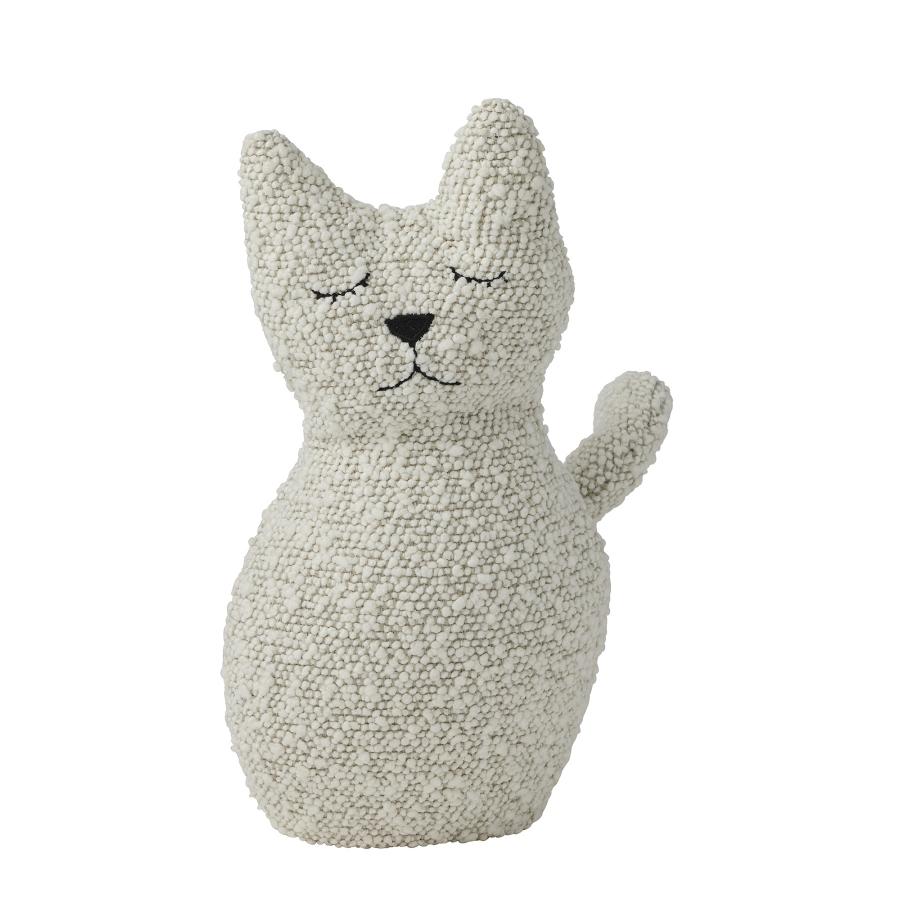 Puss Boucle Door Stop 13x11x23cm Ivory