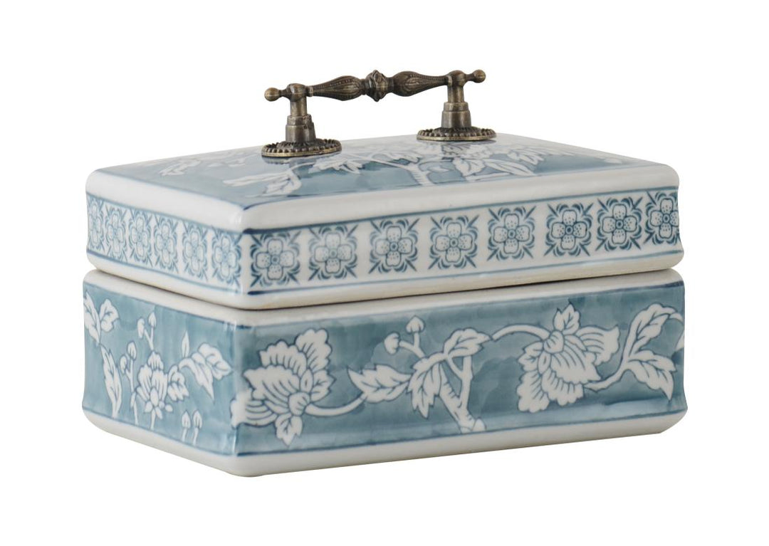 Bloom Rectangle Trinket Box Blue 18cm