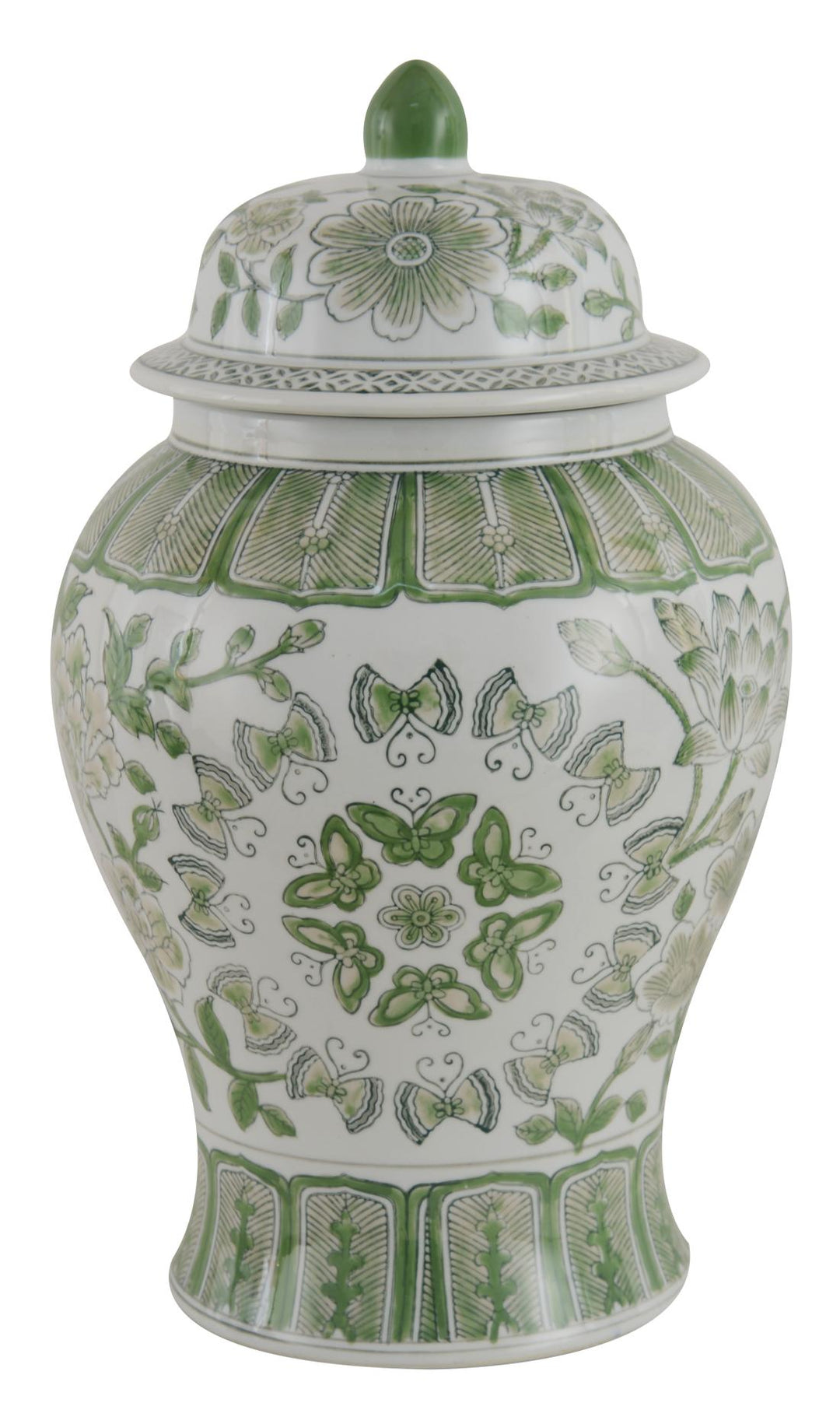 Butterfly Temple Jar Green 43cm