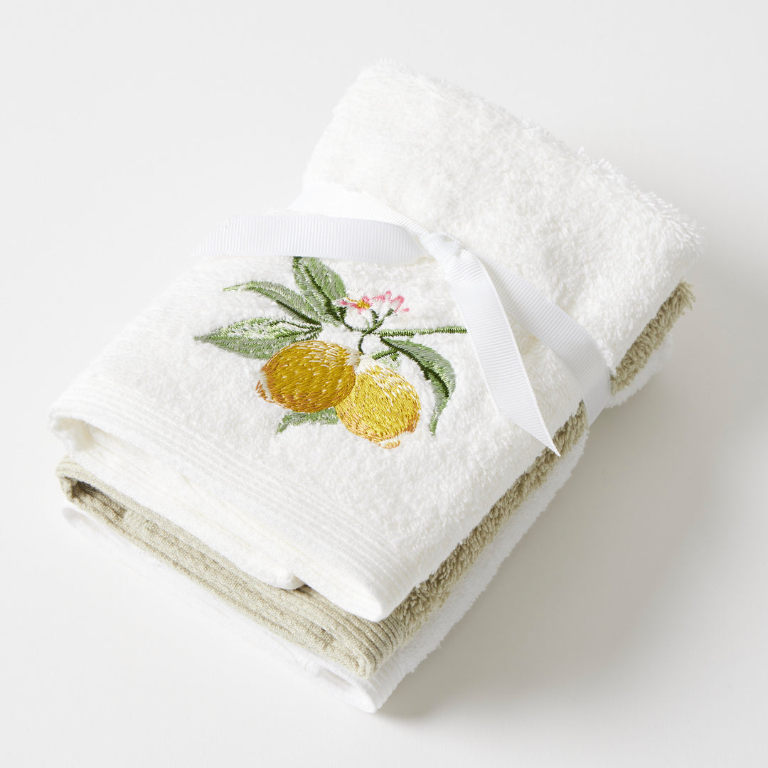 Limetta Face Washer Set of 3 (2 plain)