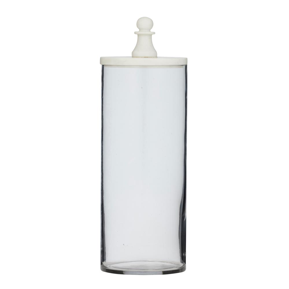 Talia Marble/Glass Jar 10x25cm White
