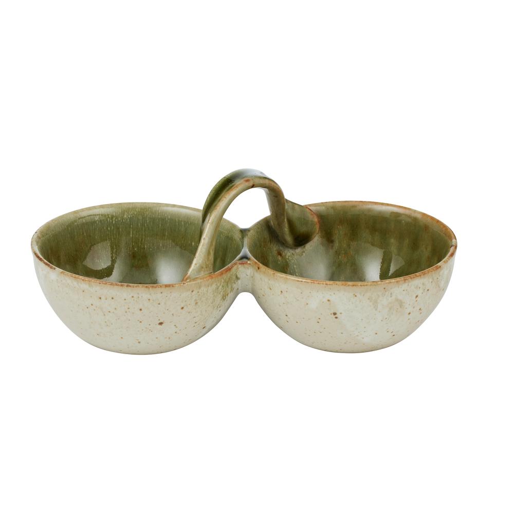 Urna Double Bowl 20x10.5x7.5cm Olive Ceramic