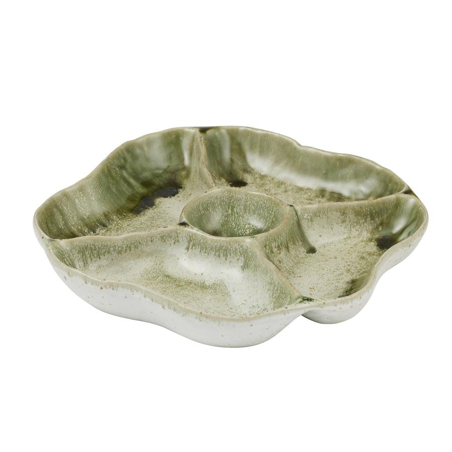 Urna Divided Dish 24x3.5cm Olive Ceramic