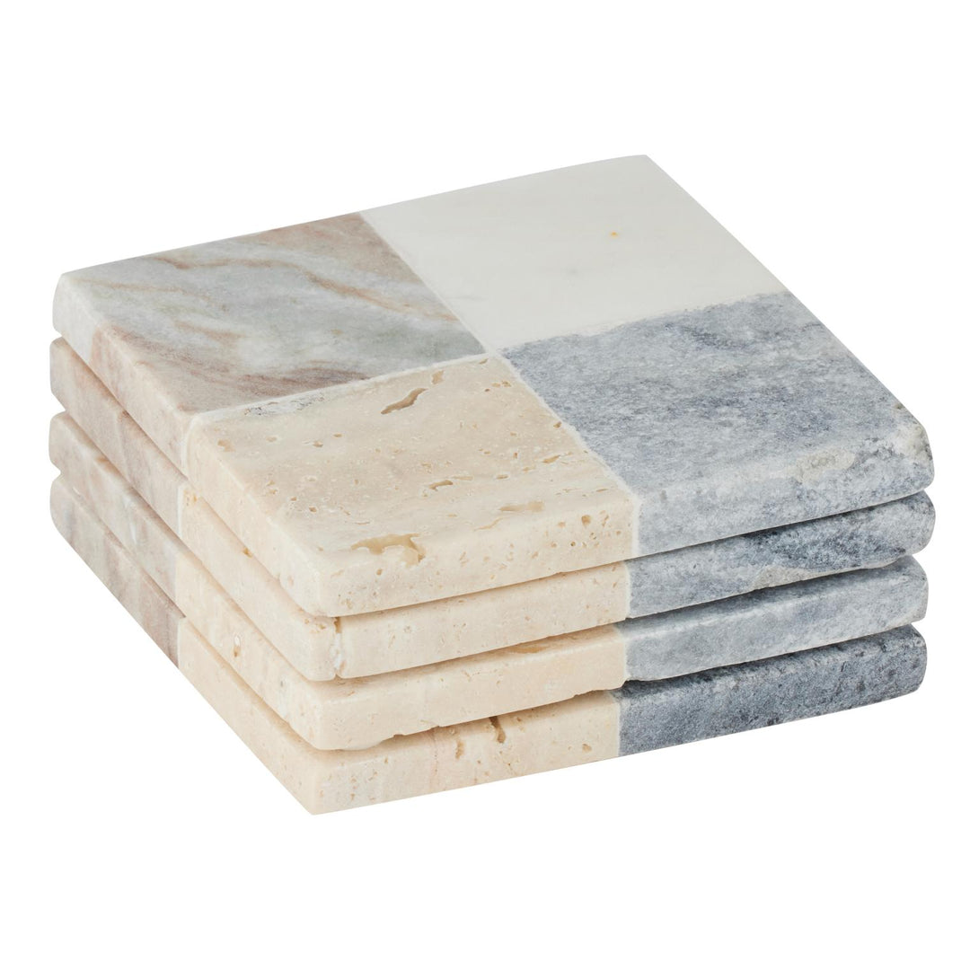 Rue S/4 Marble/Travertine Coasters 10cm