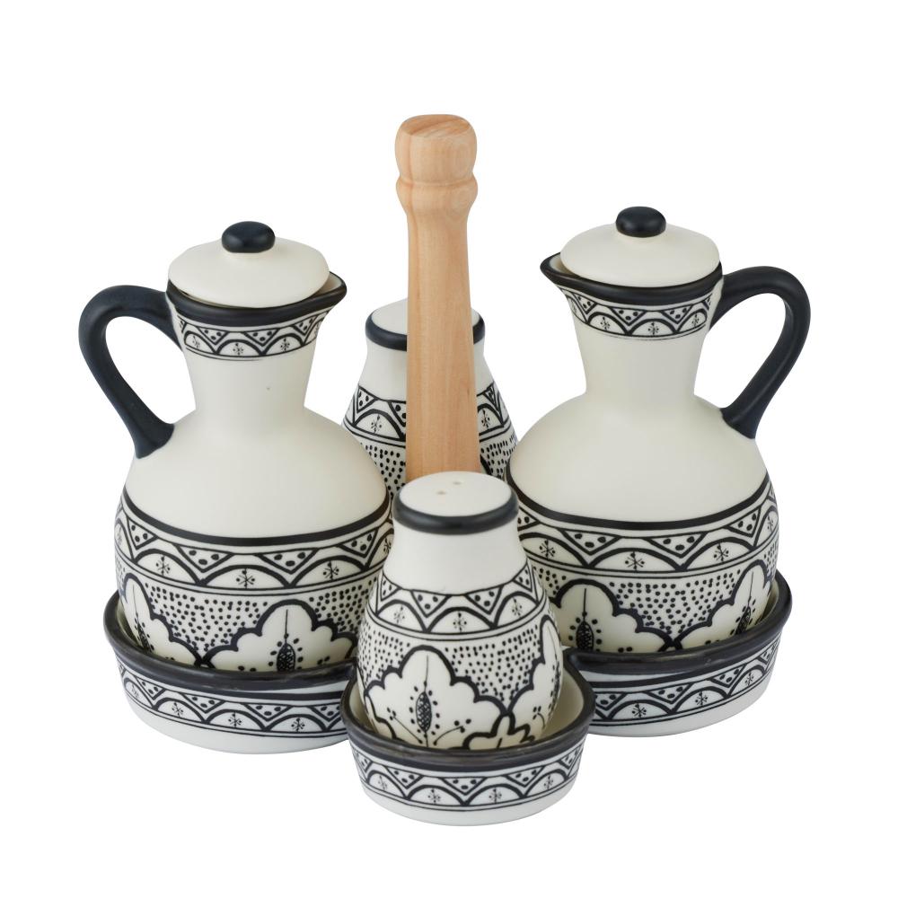 Aleah 5pc Cruet Set 18x19cm Black Ceramic