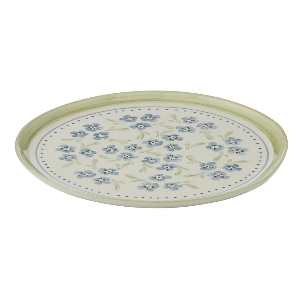 Olga Round Platter 31.5cm Blue/Olive Ceramic