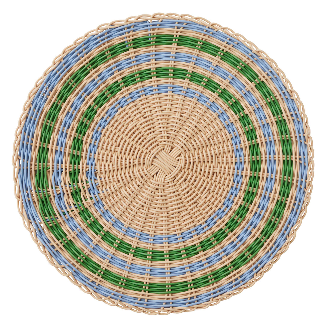 Padua PP Woven Placemat 38cm Nat/Sky/Grn