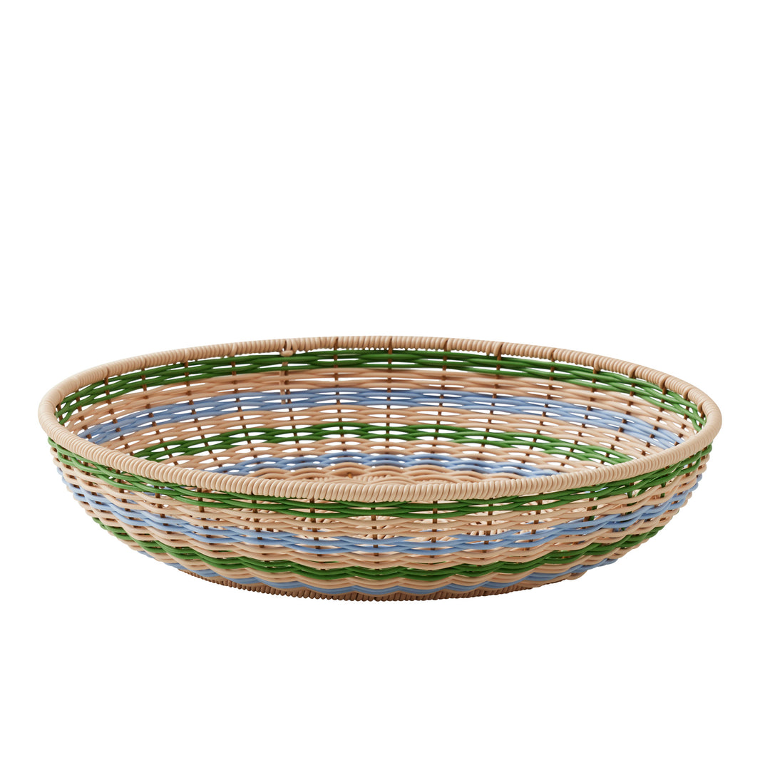 Padua PP Woven Tray 38x8cm Nat/Sky/Grn