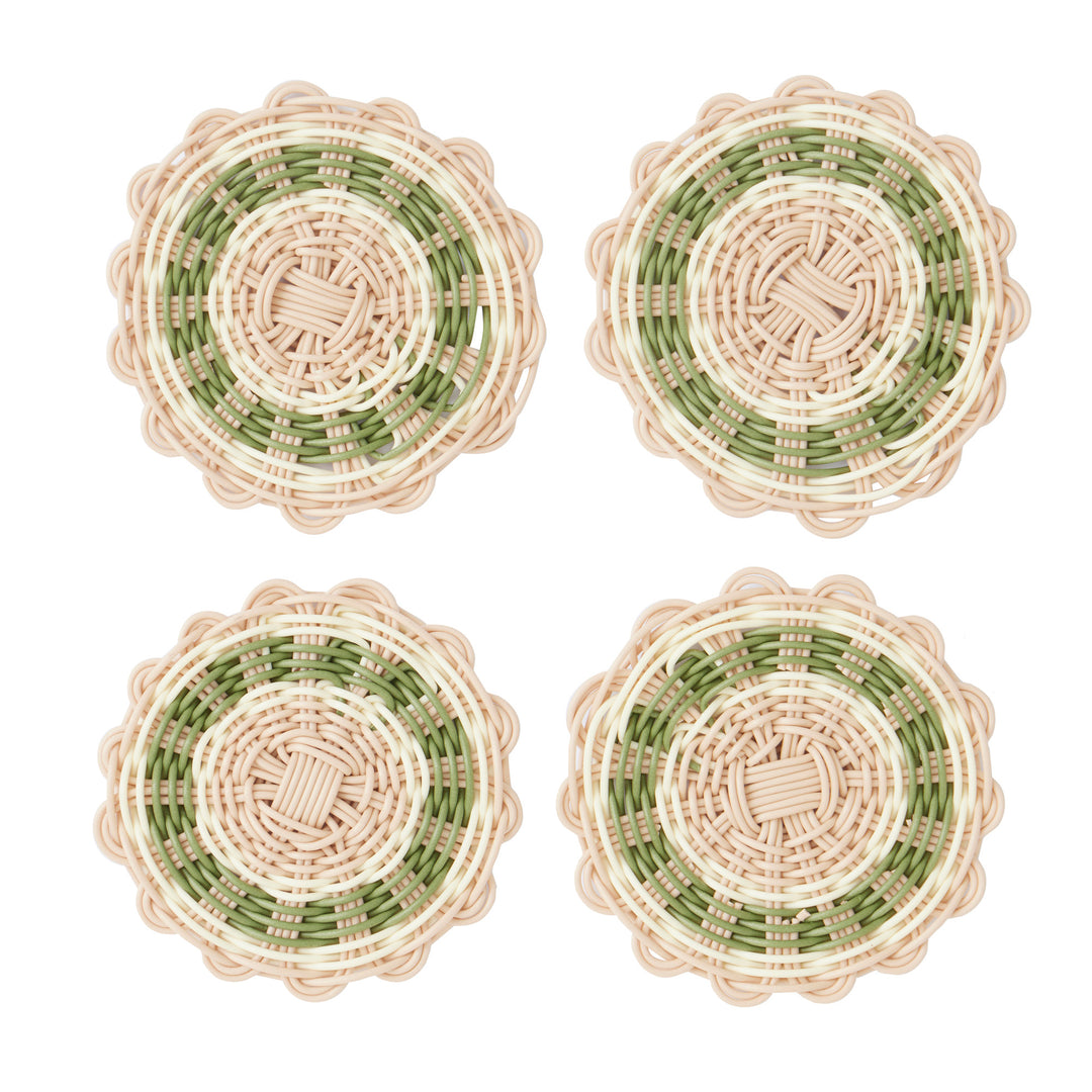 Ostuni S/4 PP Woven Coasters 11cm Olive