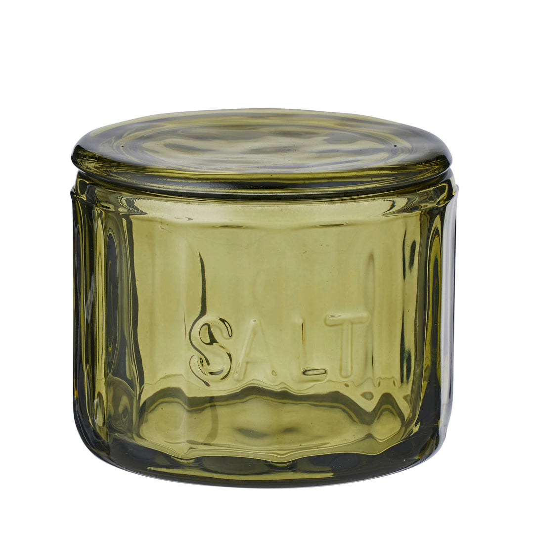 Lia Glass Salt Jar 9.5x8cm Green