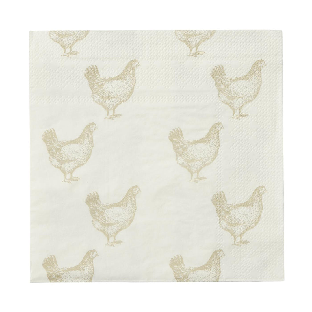 Chooks 20pk 3 Ply 33cm Napkin White/Nat