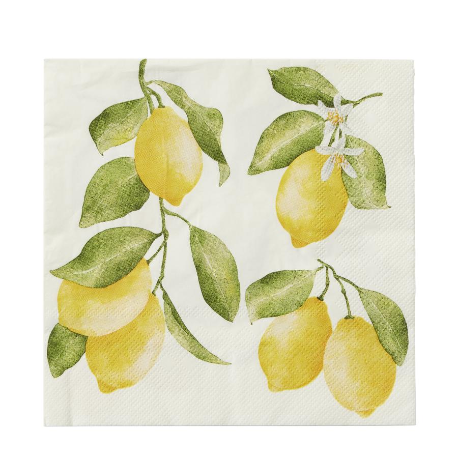 Lemon Branch 20pk 3 Ply 33cm Napkin