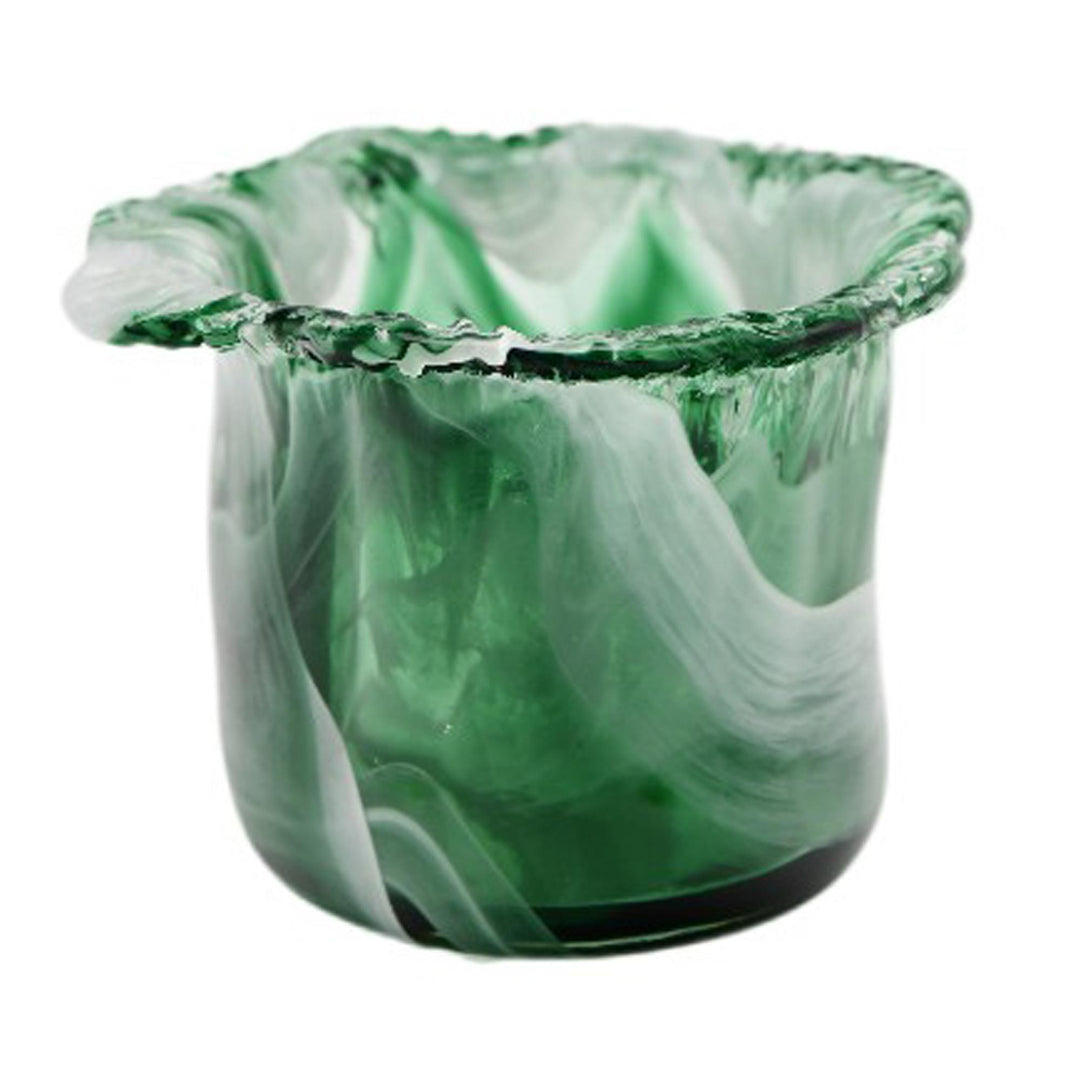 Jarman Green White Glass Pot Lge