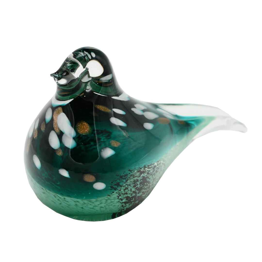 Wanda Glass Emerald Bird Tail Down 16.5cm