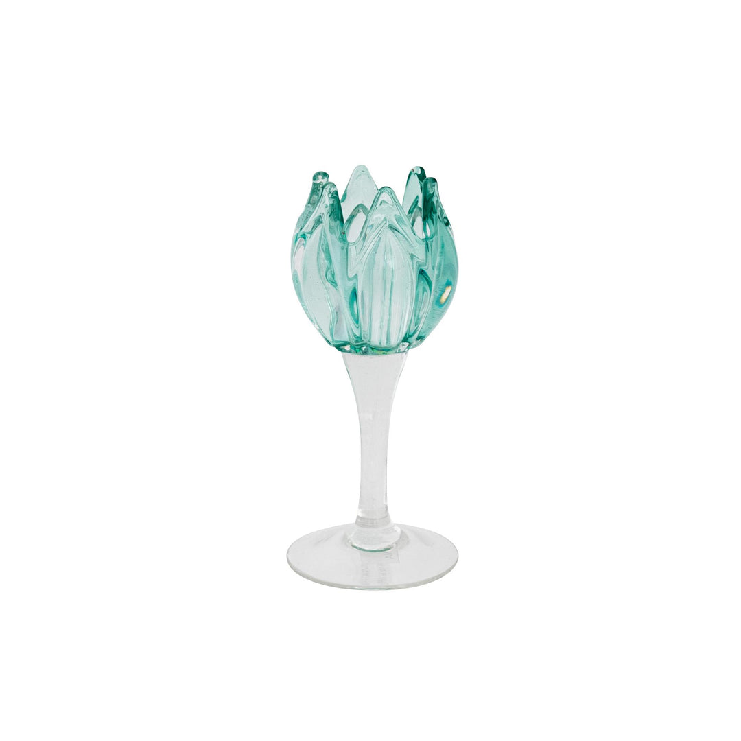 Verity Glass Flower Votive Mint Med