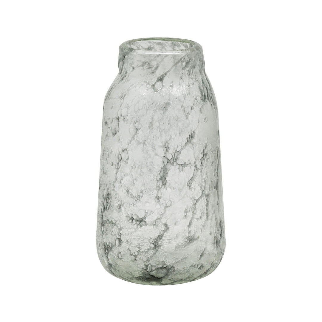 Boyd Glass Bullet Vase White Silver Sml