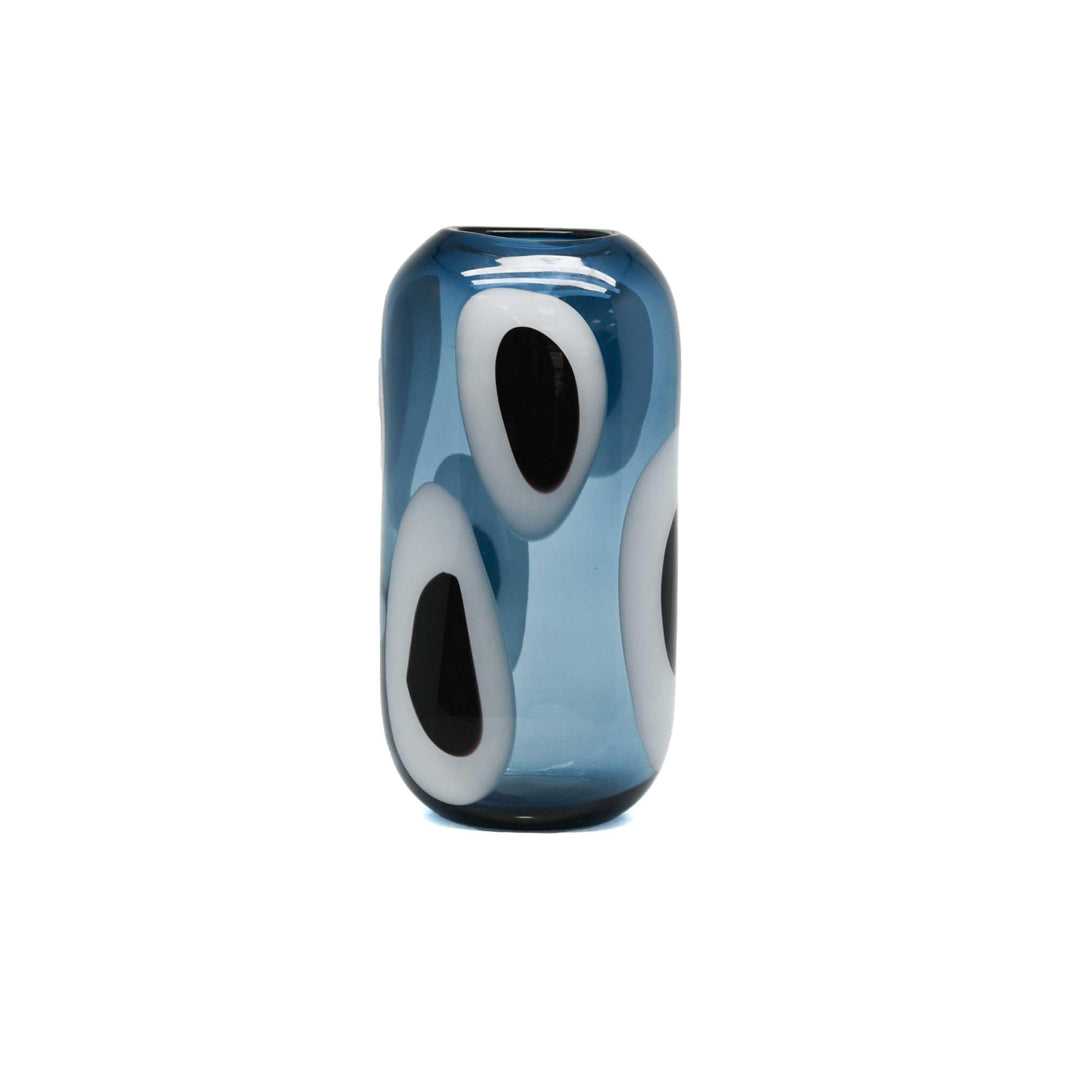 Dunbar Glass Blue White Circle Vase Lge 32.5cm
