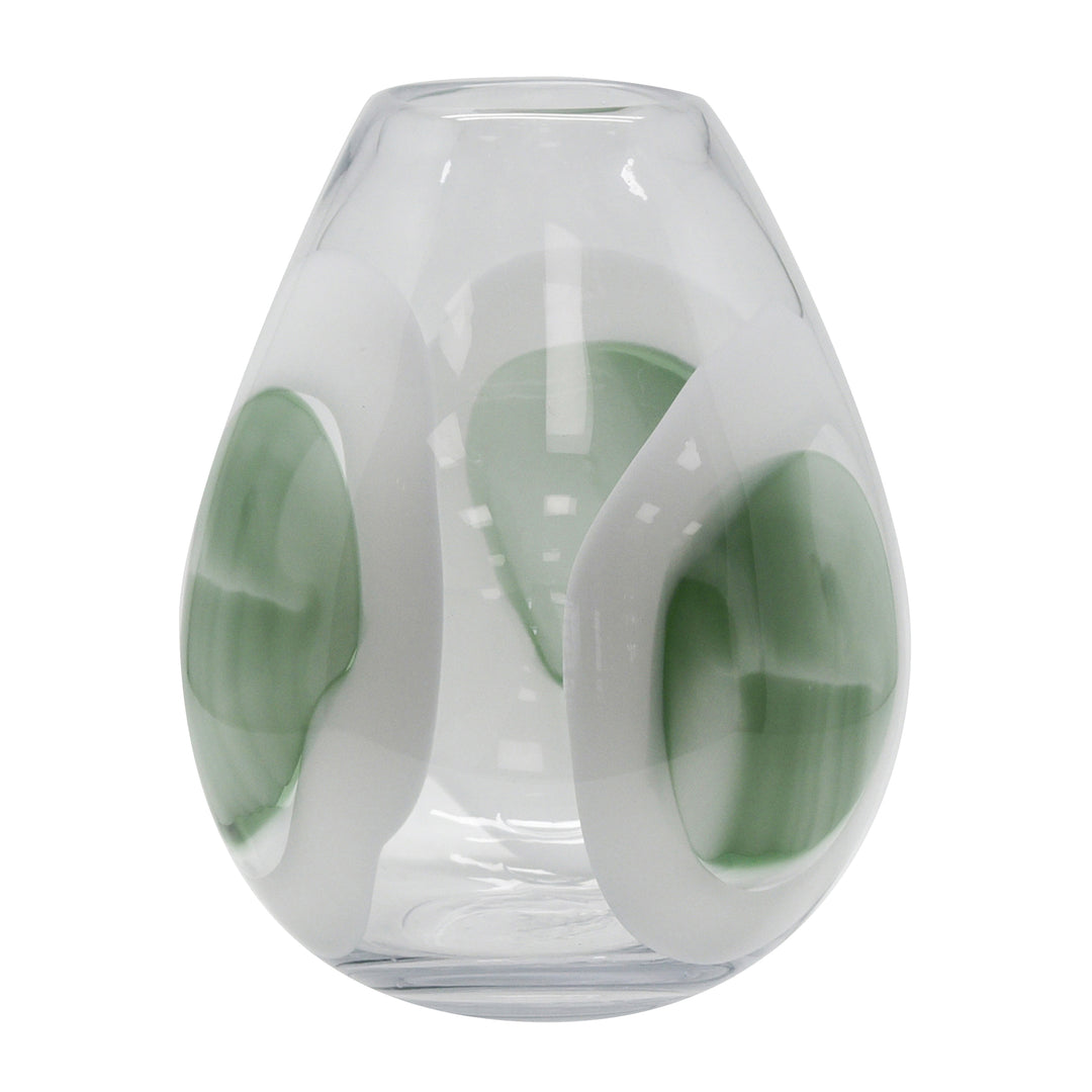 Ether Glass Green White Circle Vase Lge