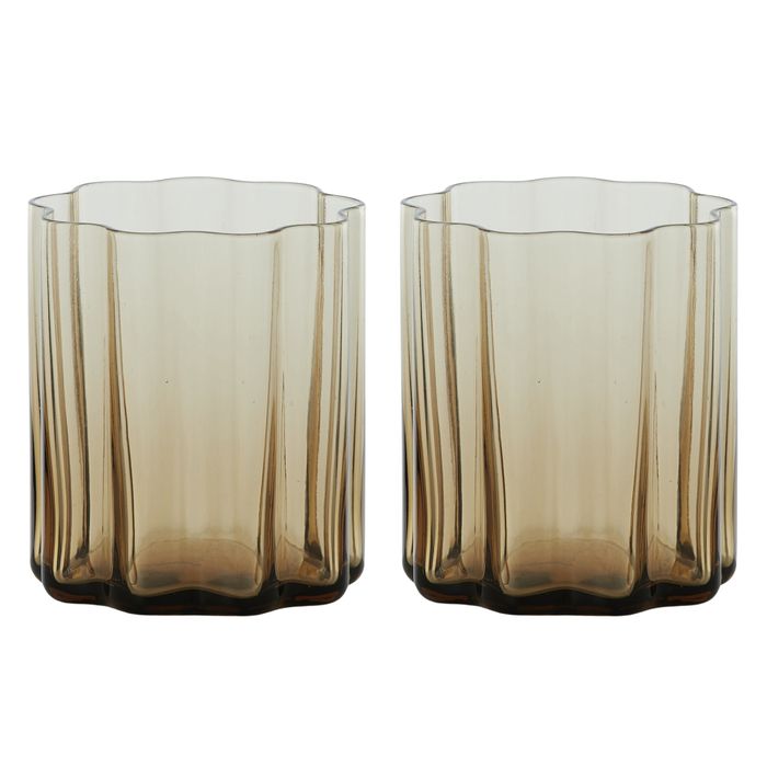 Mabel Scalloped Tumbler 8x11cm Amber Set of 2